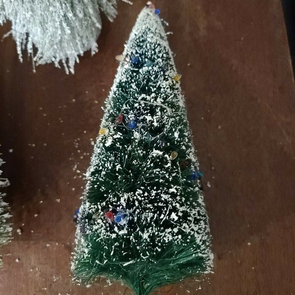 Frosted Bottle Brush Christmas Trees Village Train Lot of 27 Plus 2” To 14” - Picture 9 of 16